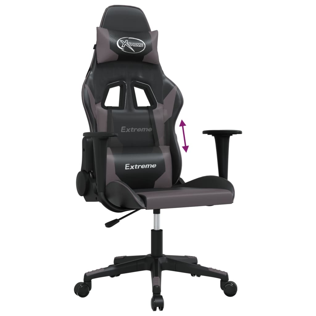 Black and Gray Faux Leather Gaming Chair
