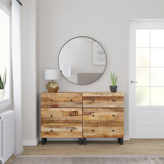 Credenze 2 pz 60x33x75 cm in Legno di Mango Grezzo | homemem39