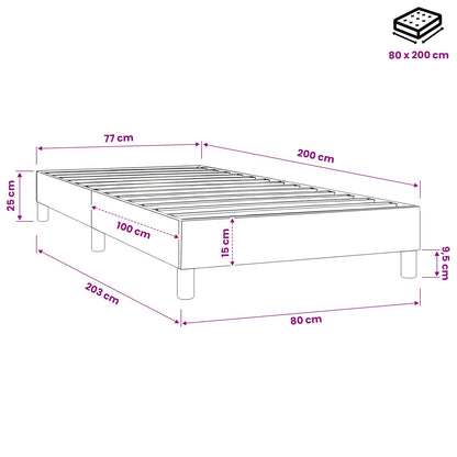 Struttura Letto a Rete a Molle Nero 80x200 cm Tessuto