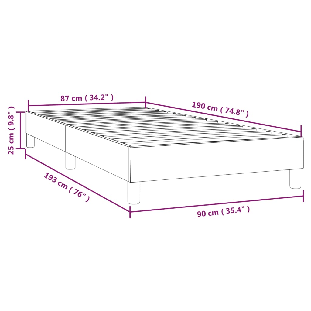 Struttura Letto a Rete a Molle Grigio Scuro 90x190 cm Tessuto | homemem39