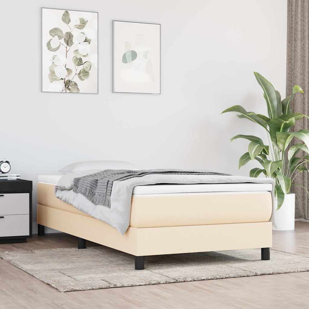 Struttura Letto a Rete a Molle Crema 100x200 cm in Tessuto