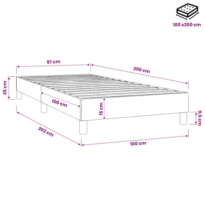 Struttura Letto a Rete a Molle Blu 100x200 cm in Tessuto