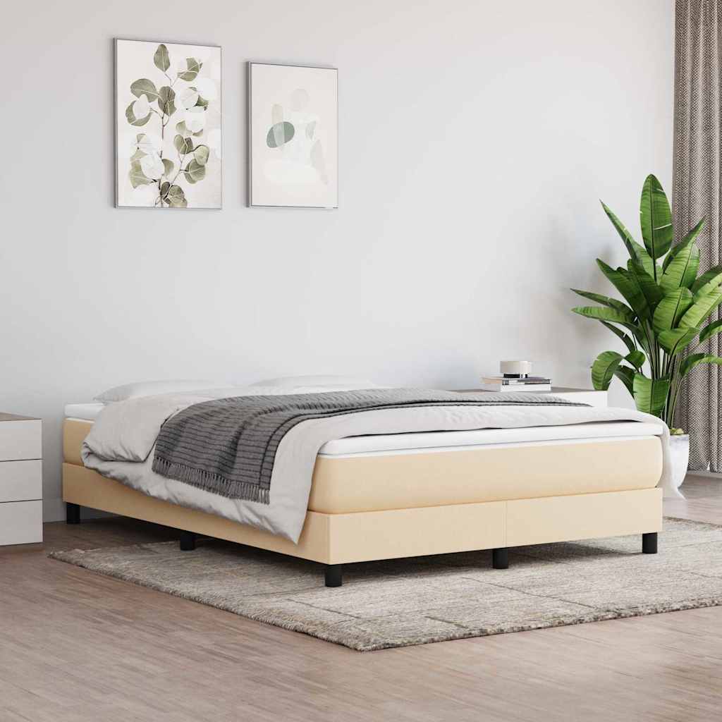 Struttura Letto a Rete a Molle Crema 140x190 cm in Tessuto
