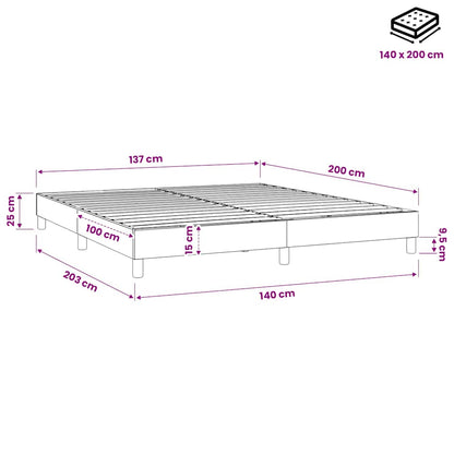 Struttura Letto a Rete a Molle Tortora 140x200 cm in Tessuto