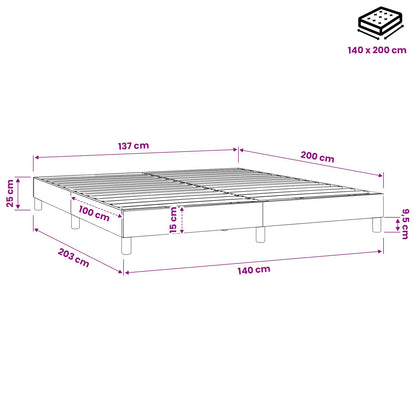 Struttura Letto a Rete a Molle Tortora 140x200 cm in Tessuto