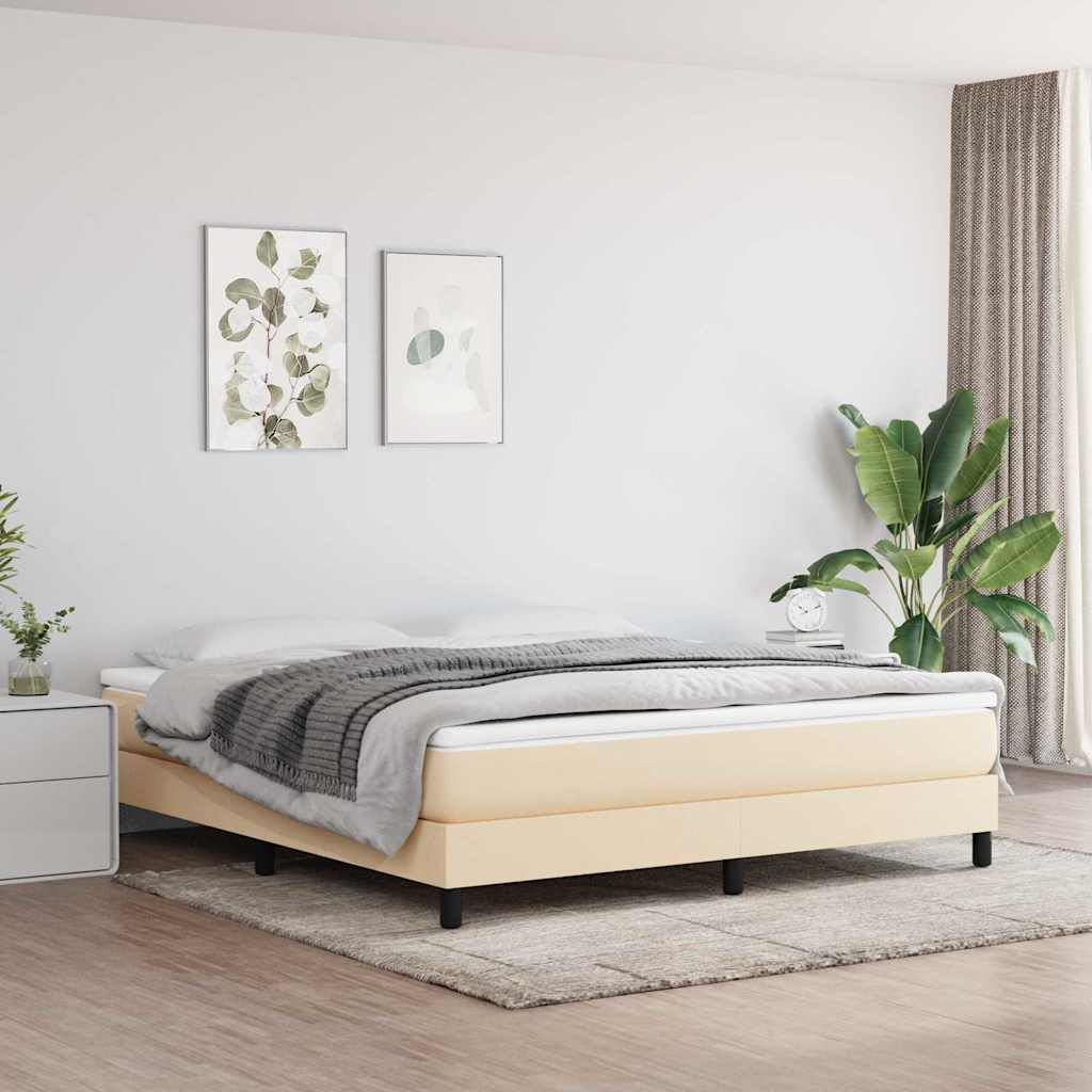 Struttura Letto a Rete a Molle Crema 160x200 cm in Tessuto