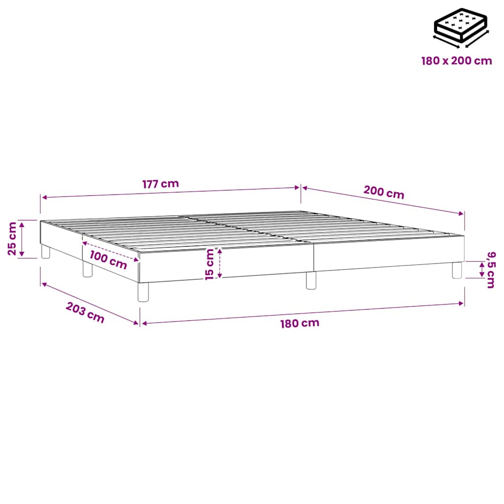 Struttura Letto a Rete a Molle Tortora 180x200 cm in Tessuto