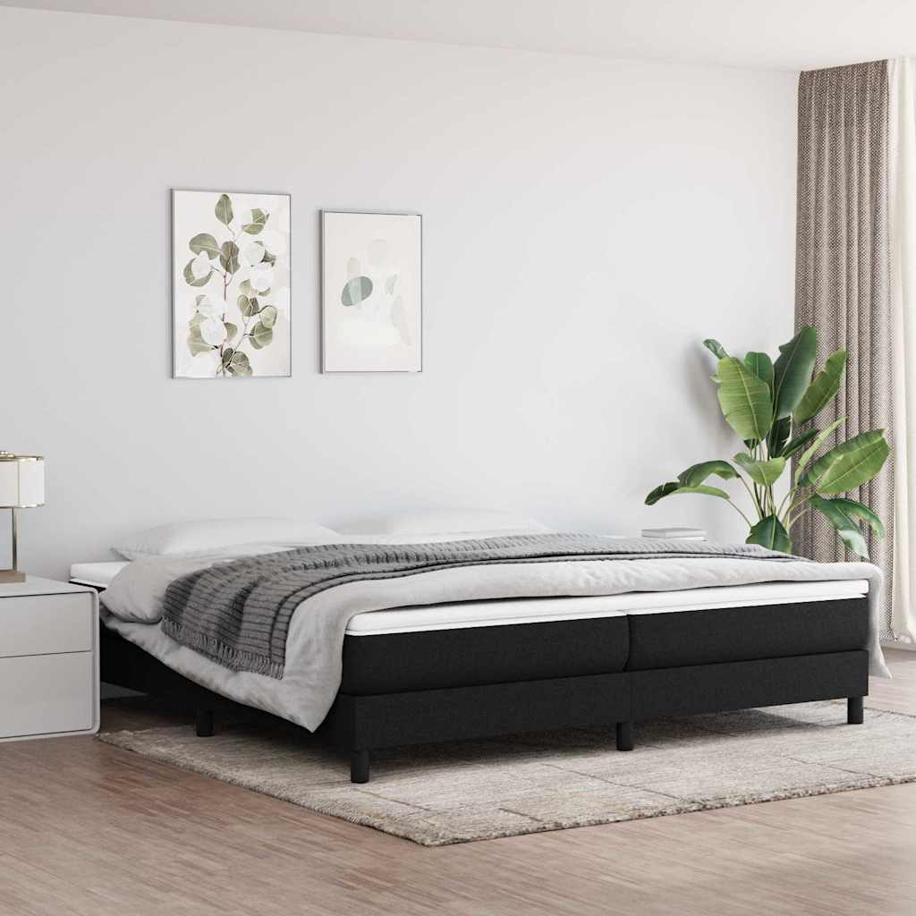 Struttura Letto a Rete a Molle Nero 200x200 cm in Tessuto