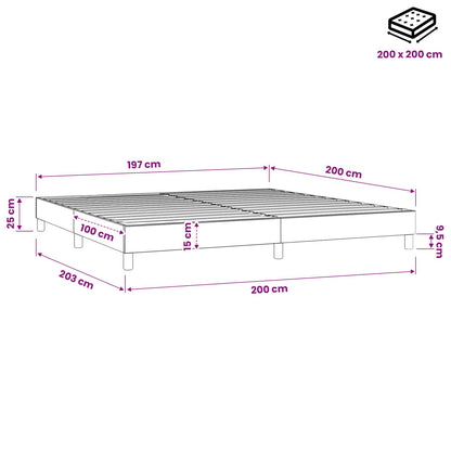 Struttura Letto a Rete a Molle Nero 200x200 cm in Tessuto