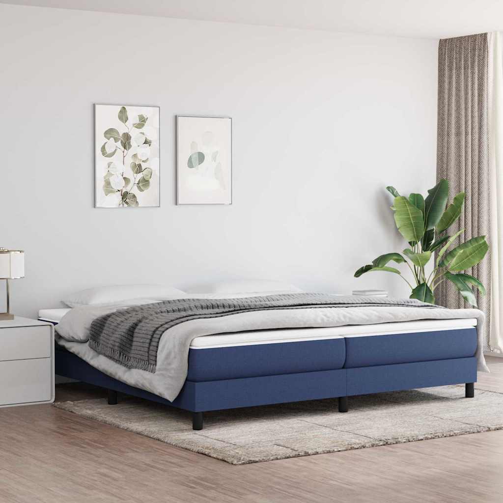 Struttura Letto a Rete a Molle Blu 200x200 cm in Tessuto