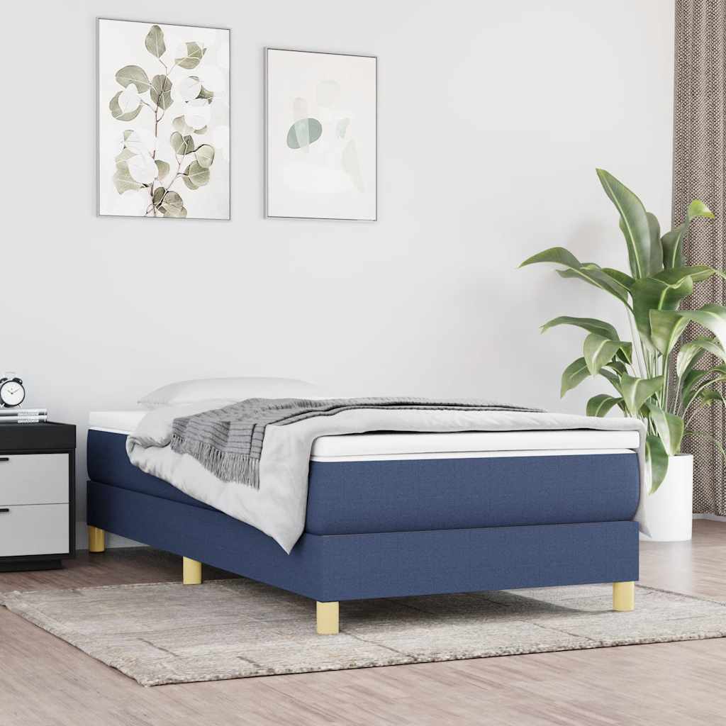 Struttura Letto a Rete a Molle Blu 80x200 cm in Tessuto