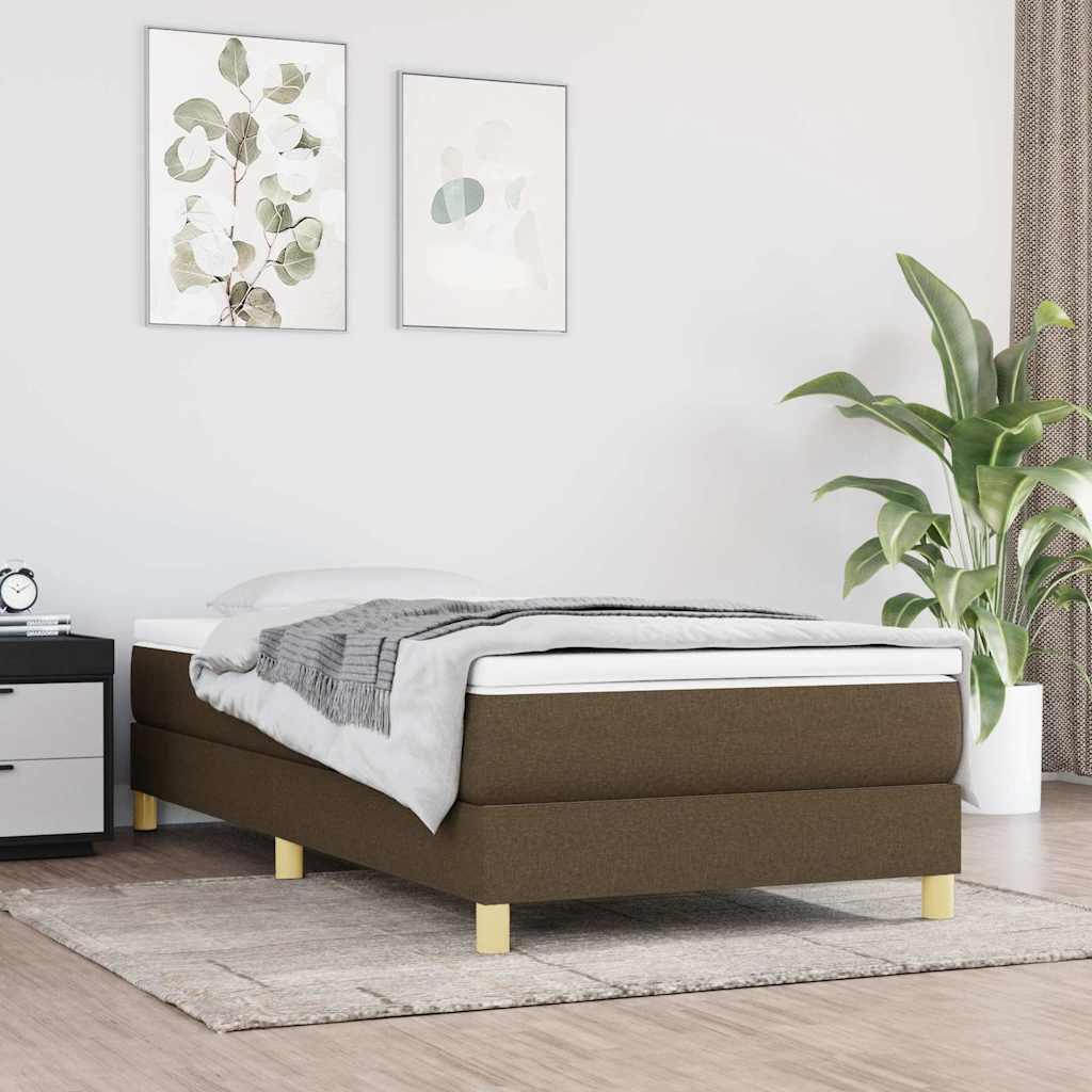 Struttura Letto a Rete a Molle Marrone Scuro 90x190 cm Tessuto