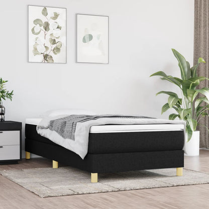 Struttura Letto a Rete a Molle Nero 90x200 cm in Tessuto