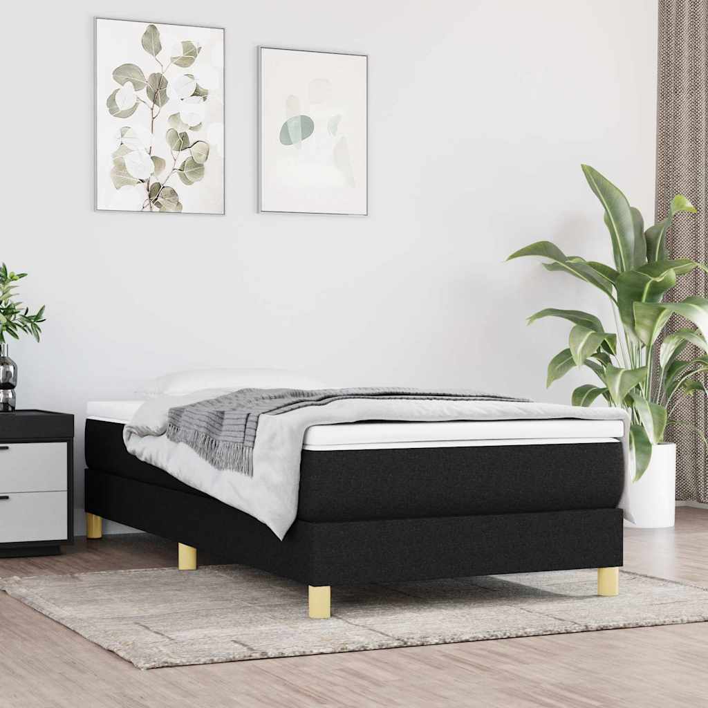 Struttura Letto a Rete a Molle Nero 90x200 cm in Tessuto