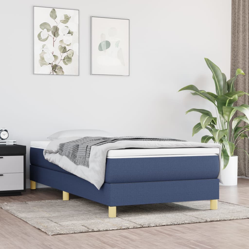 Struttura Letto a Rete a Molle Blu 90x200 cm in Tessuto | homemem39