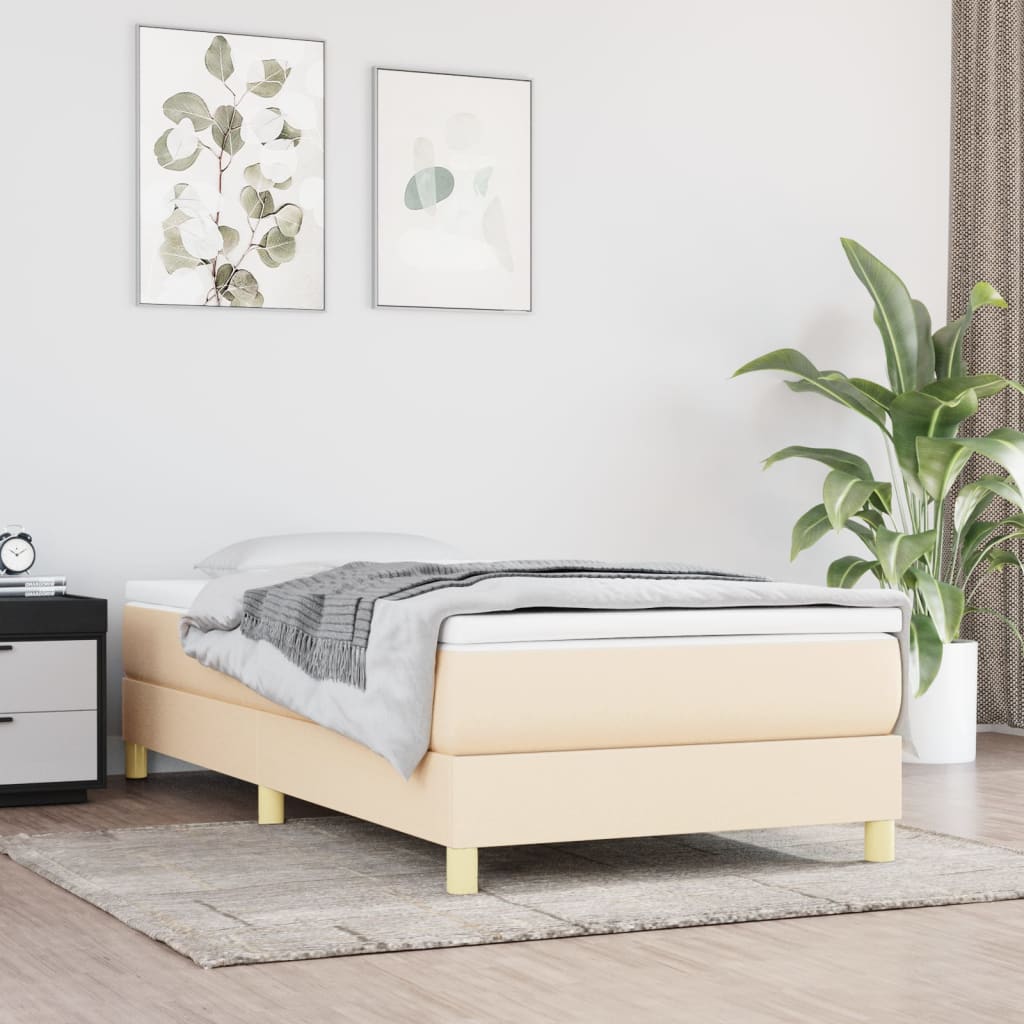 Struttura Letto a Rete a Molle Crema 100x200 cm in Tessuto | homemem39