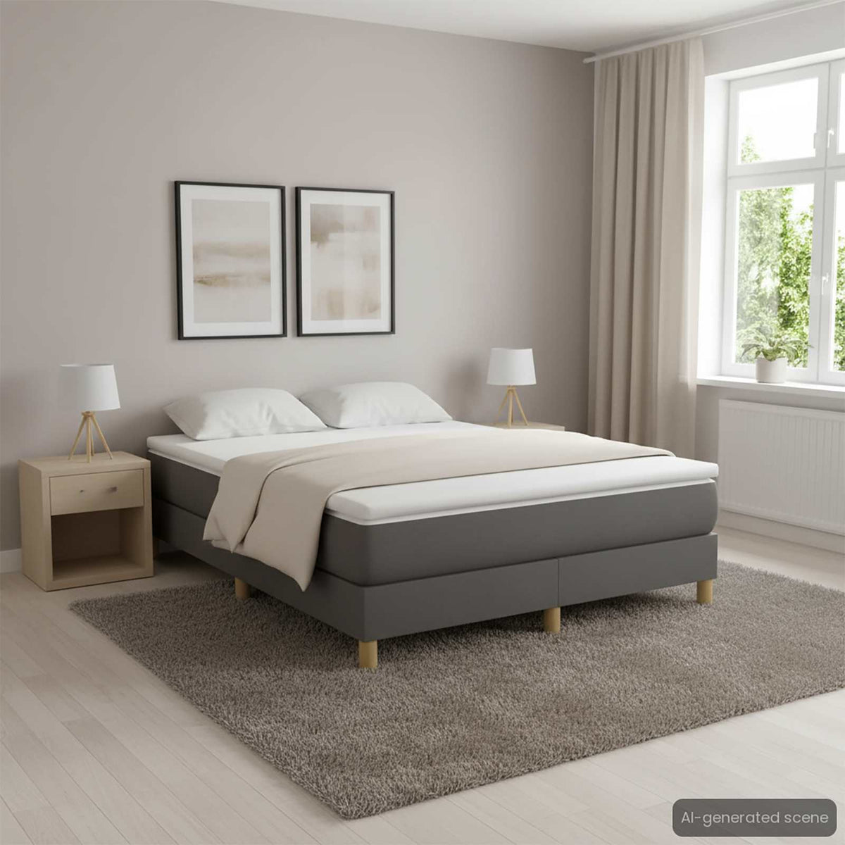 Struttura Letto a Rete a Molle Grigio Scuro 140x200 cm Tessuto