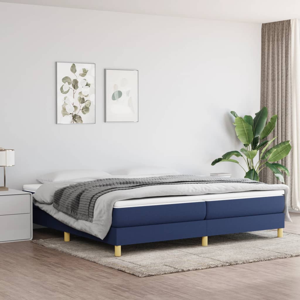 Struttura Letto a Rete a Molle Blu 200x200 cm in Tessuto | homemem39