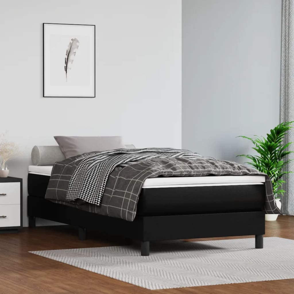 Struttura Letto a Rete a Molle Nero 100x200 cm in Similpelle | homemem39