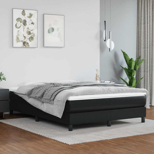 Struttura Letto a Rete a Molle Nero 140x200 cm in Similpelle
