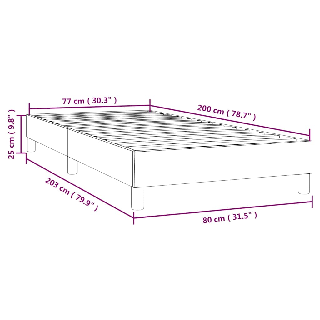 Struttura Letto a Rete a Molle Grigio Scuro 80x200 cm Velluto