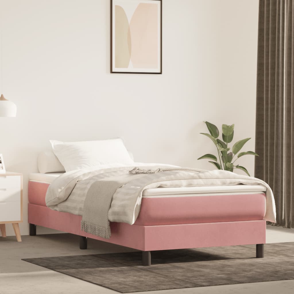 Struttura Letto a Rete a Molle Rosa 80x200 cm in Velluto | homemem39