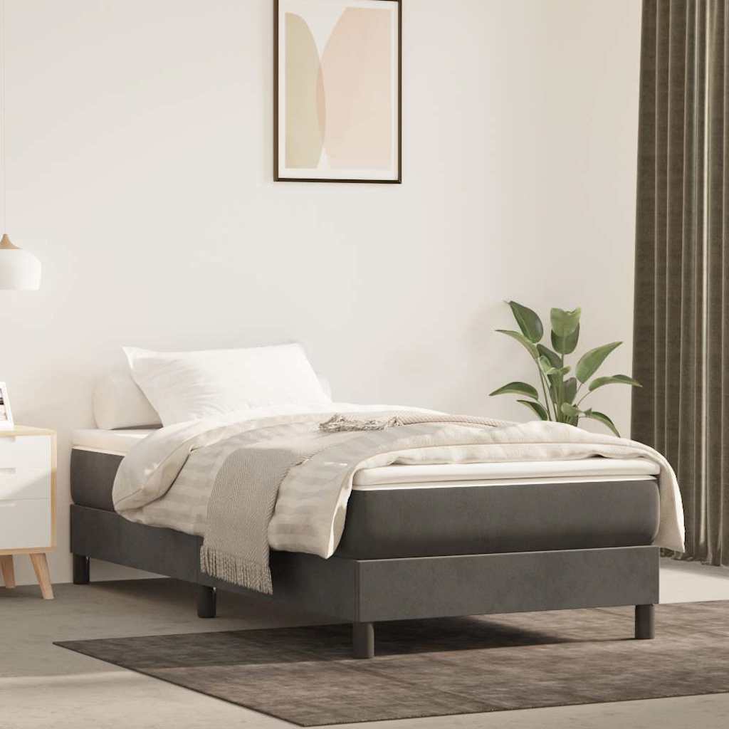 Struttura Letto a Rete a Molle Grigio Scuro 90x190 cm Velluto
