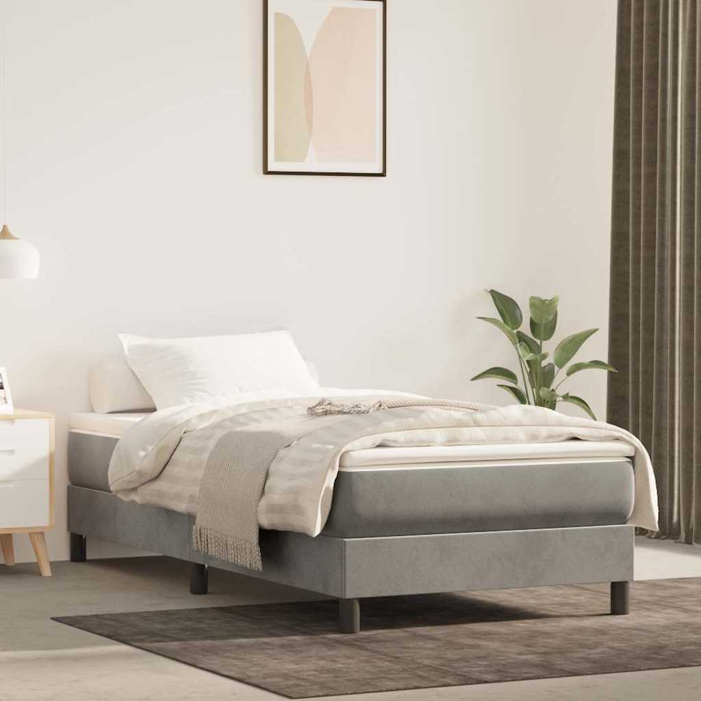 Struttura Letto a Rete a Molle Grigio Chiaro 90x200 cm Velluto