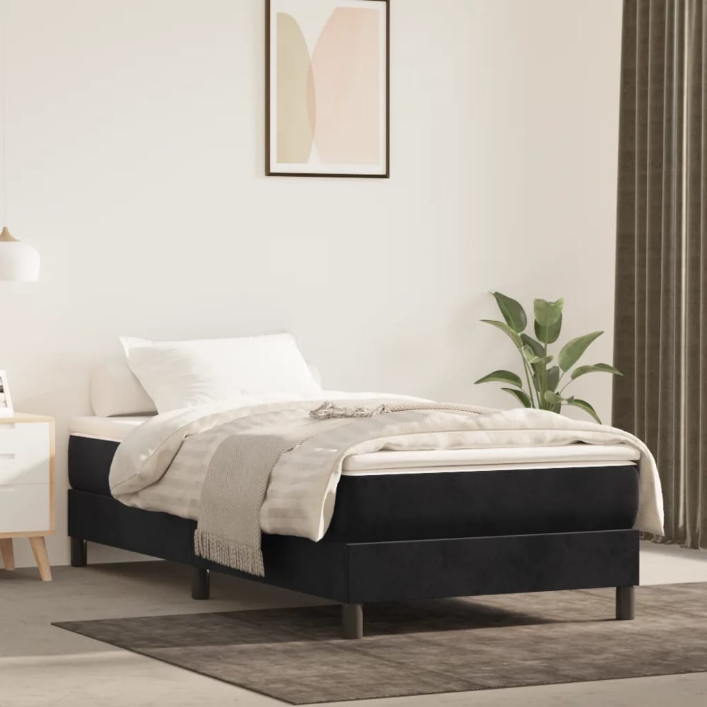 Struttura Letto a Rete a Molle Nero 90x200 cm in Velluto