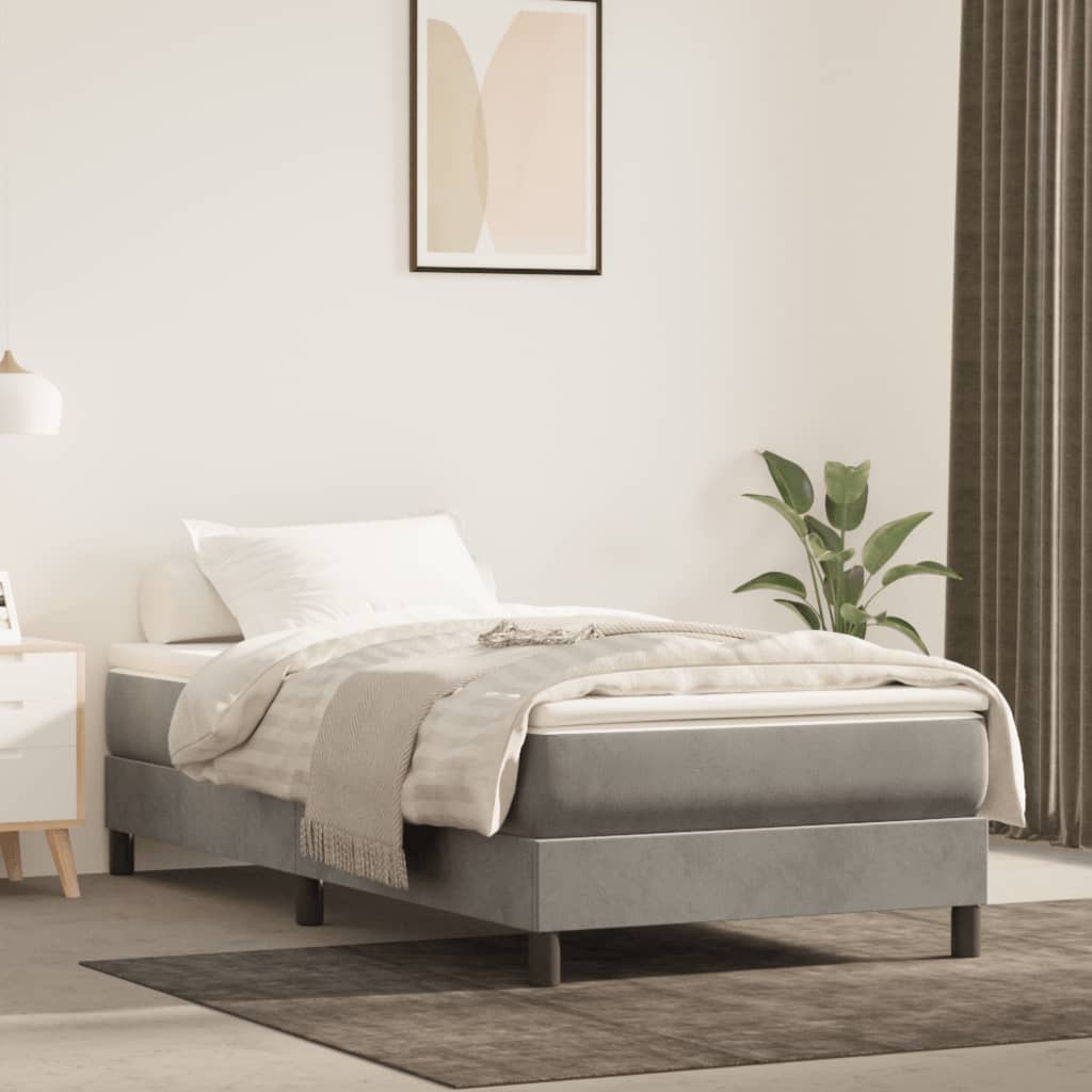 Struttura Letto a Rete a Molle Grigio Chiaro 100x200 cm Velluto