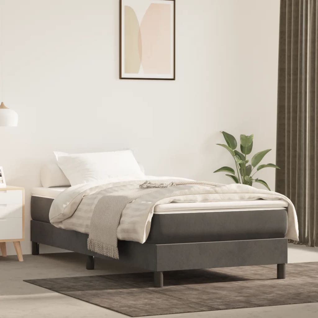 Struttura Letto a Rete a Molle Grigio Scuro 100x200 cm Velluto | homemem39