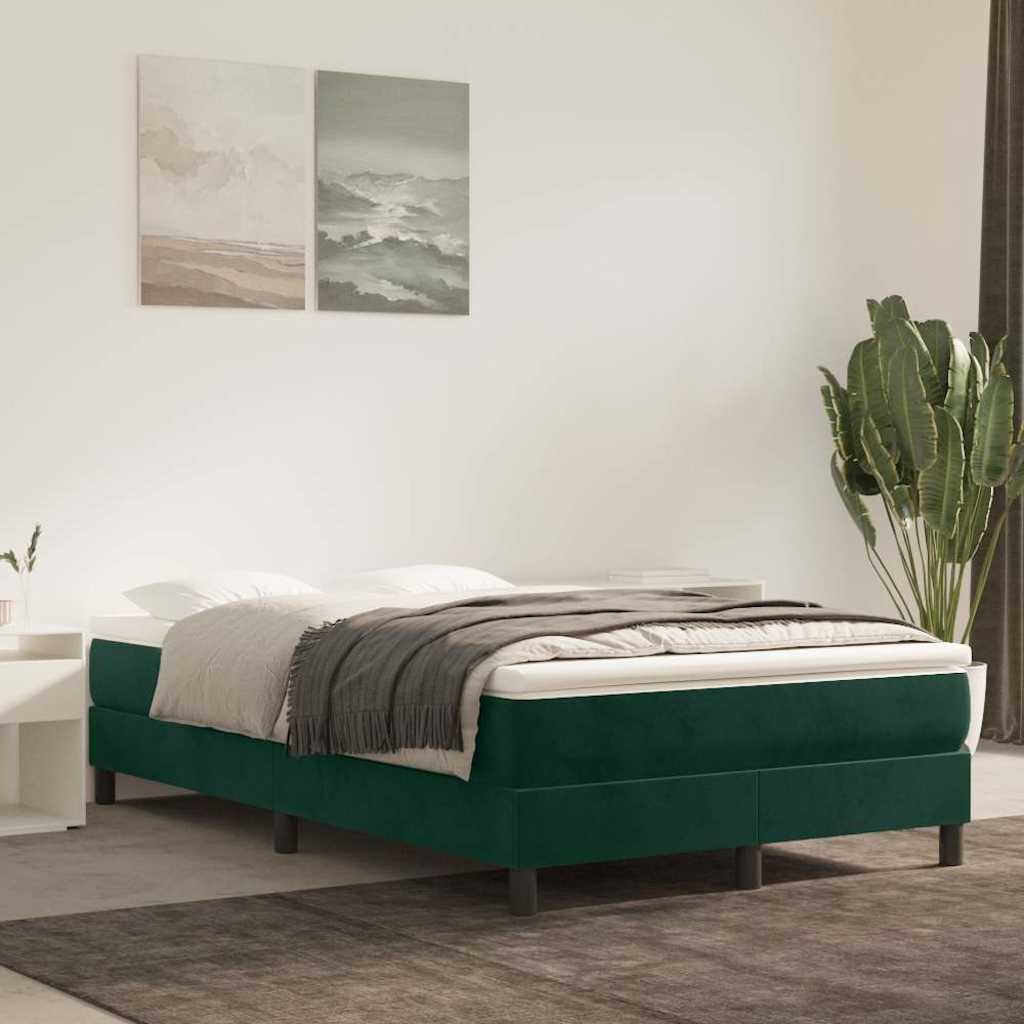 Struttura Letto a Rete a Molle Verde Scuro 120x200cm in Velluto