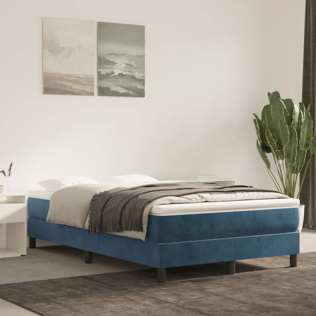 Dark Blue Spring Bed Frame 120x200 cm in Velvet