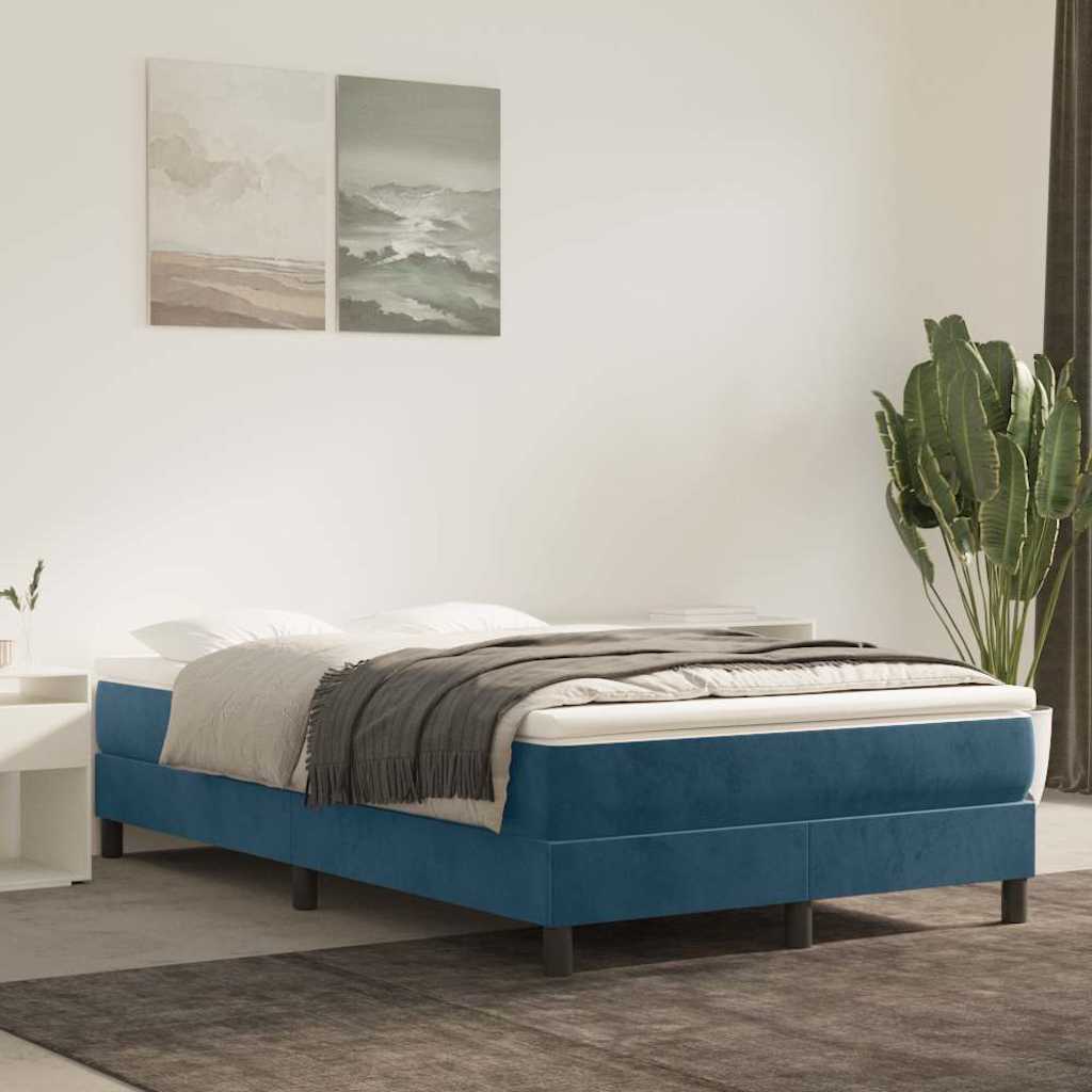 Struttura Letto a Rete a Molle Blu Scuro 120x200 cm in Velluto