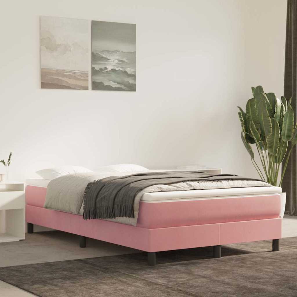 Struttura Letto a Rete a Molle Rosa 120x200 cm in Velluto