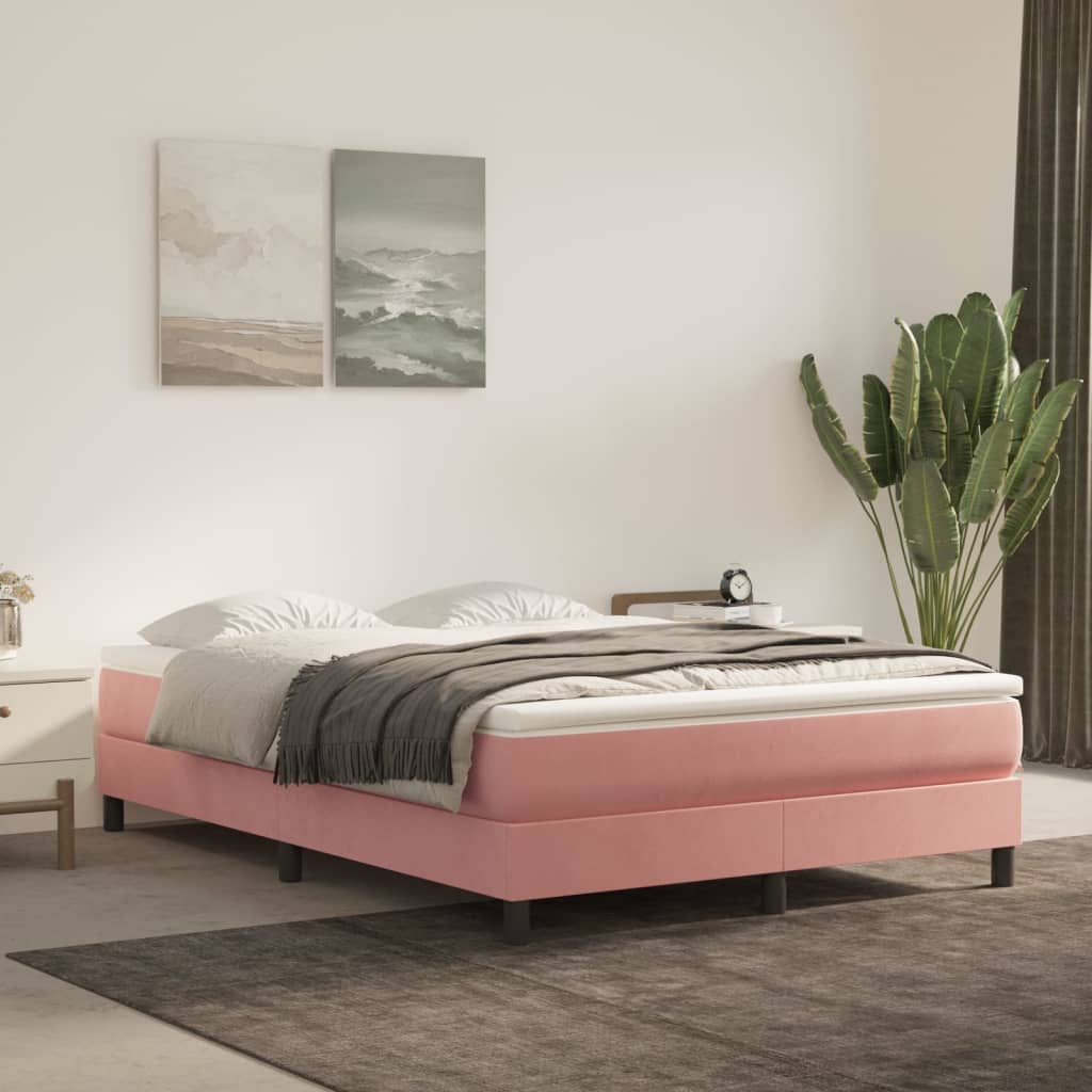 Struttura Letto a Rete a Molle Rosa 140x190 cm in Velluto | homemem39