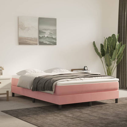 Struttura Letto a Rete a Molle Rosa 140x190 cm in Velluto | homemem39