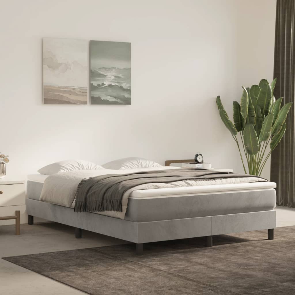 Struttura Letto a Rete a Molle Grigio Chiaro 140x200 cm Velluto | homemem39
