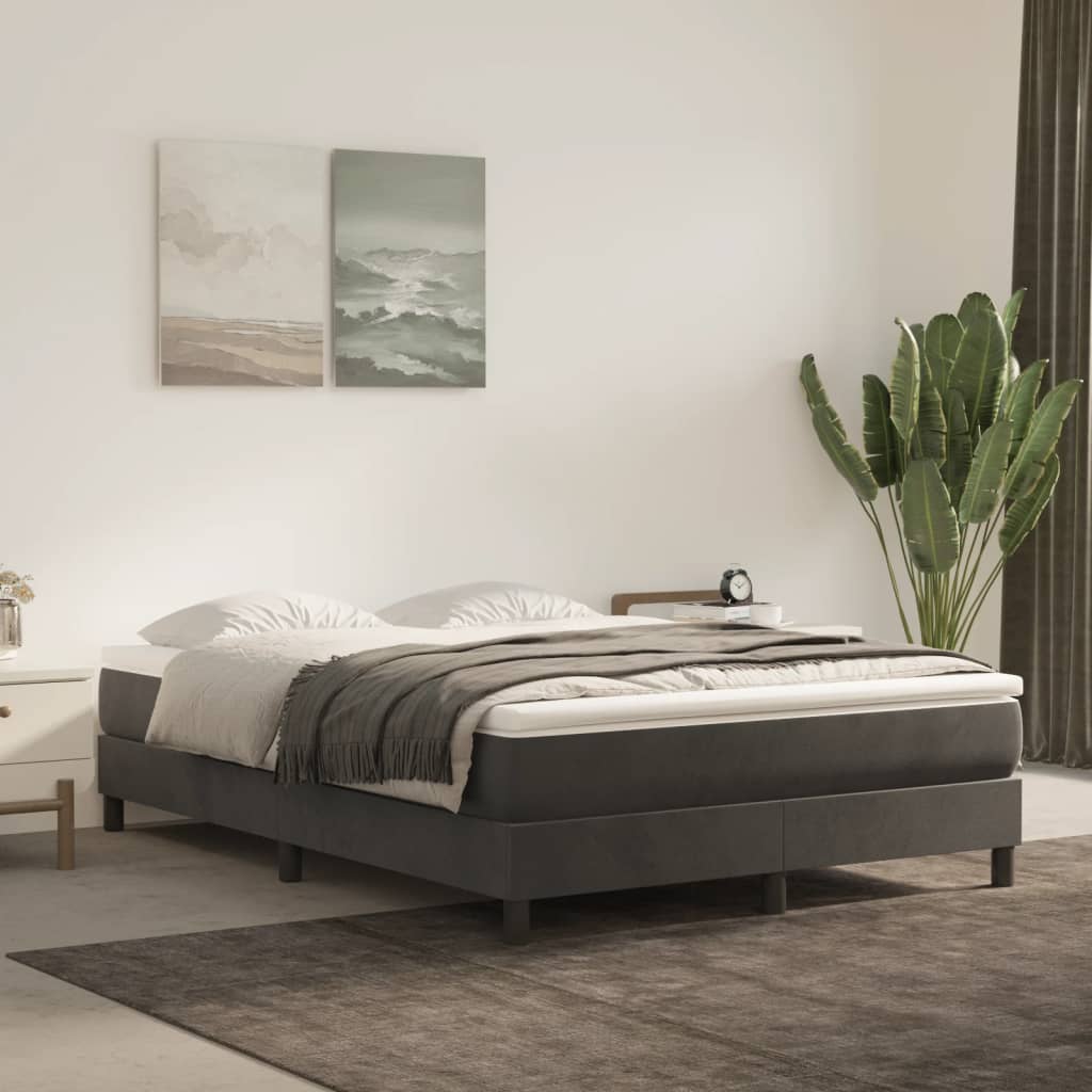 Struttura Letto a Rete a Molle Grigio Scuro 140x200 cm Velluto | homemem39