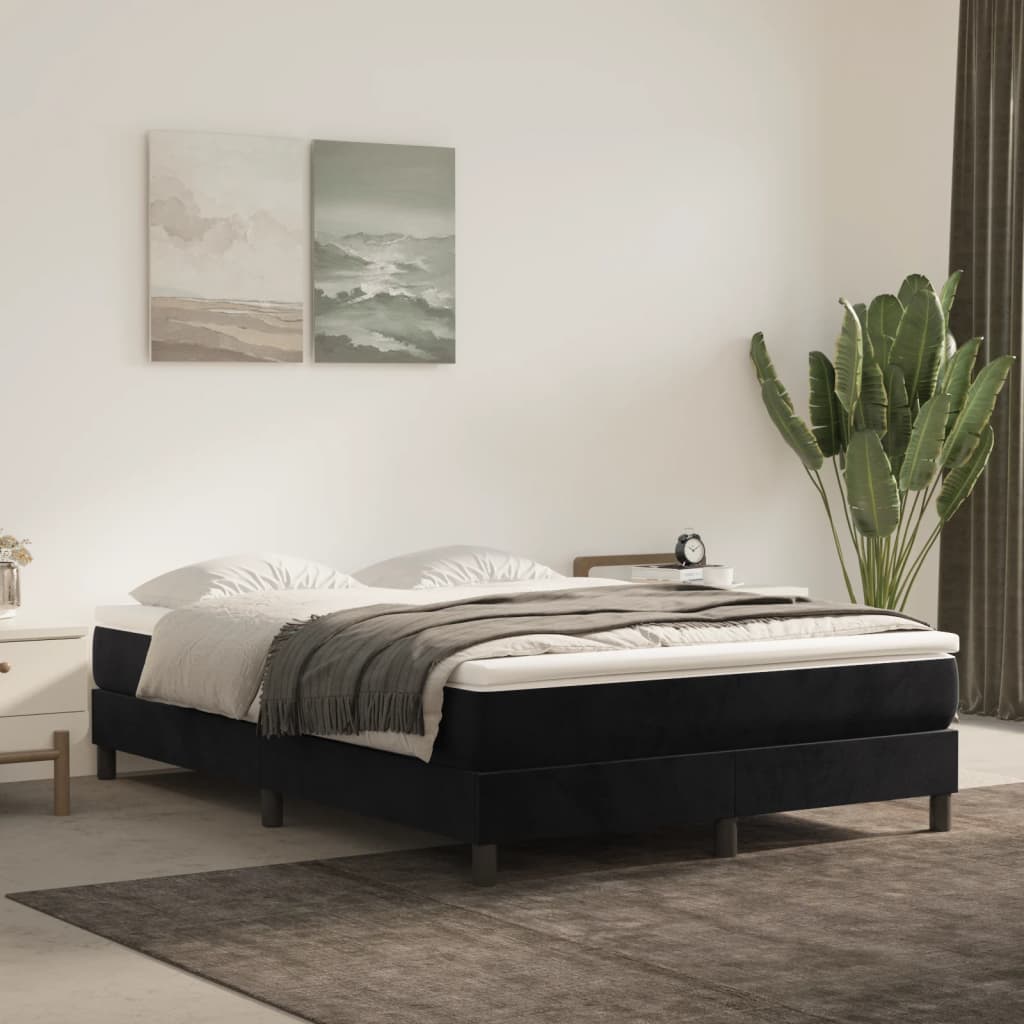 Struttura Letto a Rete a Molle Nero 140x200 cm in Velluto | homemem39