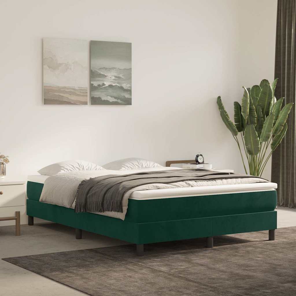 Struttura Letto a Rete a Molle Verde Scuro 140x200cm in Velluto