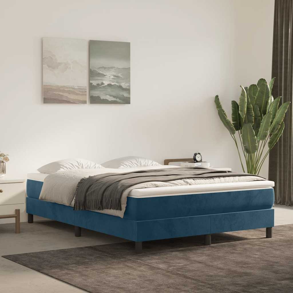 Struttura Letto a Rete a Molle Blu Scuro 140x200 cm Velluto | homemem39