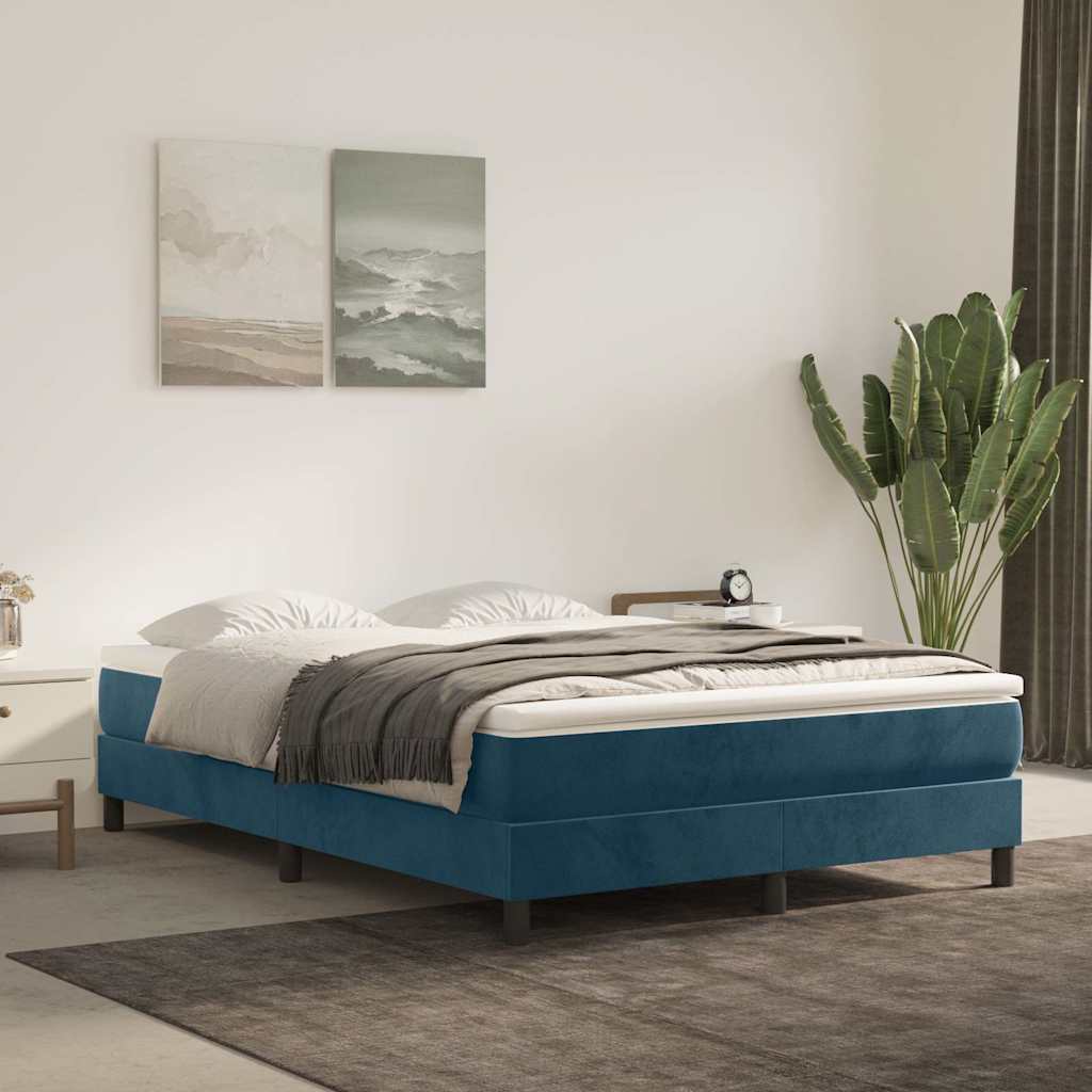 Struttura Letto a Rete a Molle Blu Scuro 140x200 cm Velluto