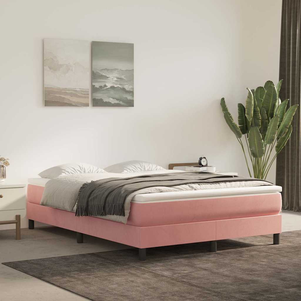 Struttura Letto a Rete a Molle Rosa 140x200 cm in Velluto