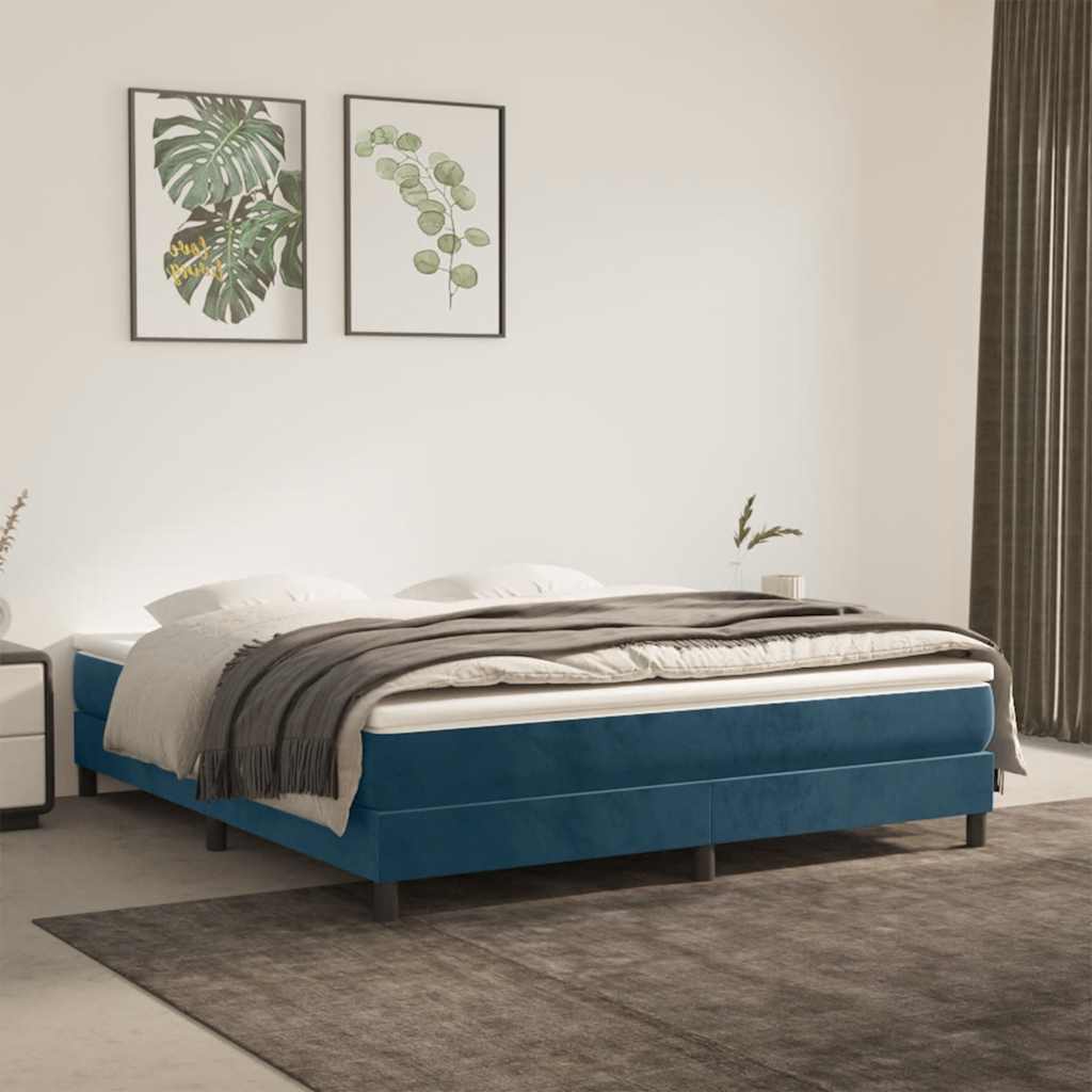 Struttura Letto a Rete a Molle Blu Scuro 160x200 cm in Velluto | homemem39