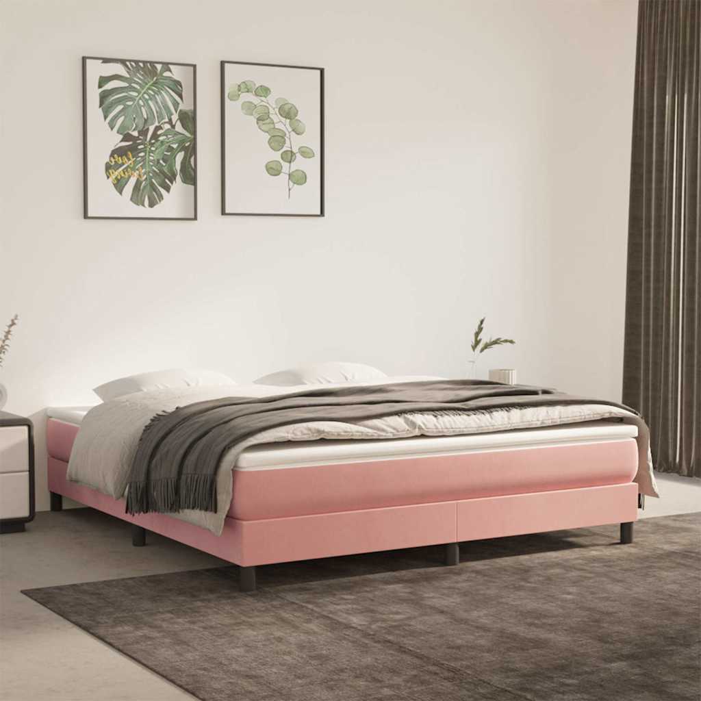 Struttura Letto a Rete a Molle Rosa 160x200 cm in Velluto