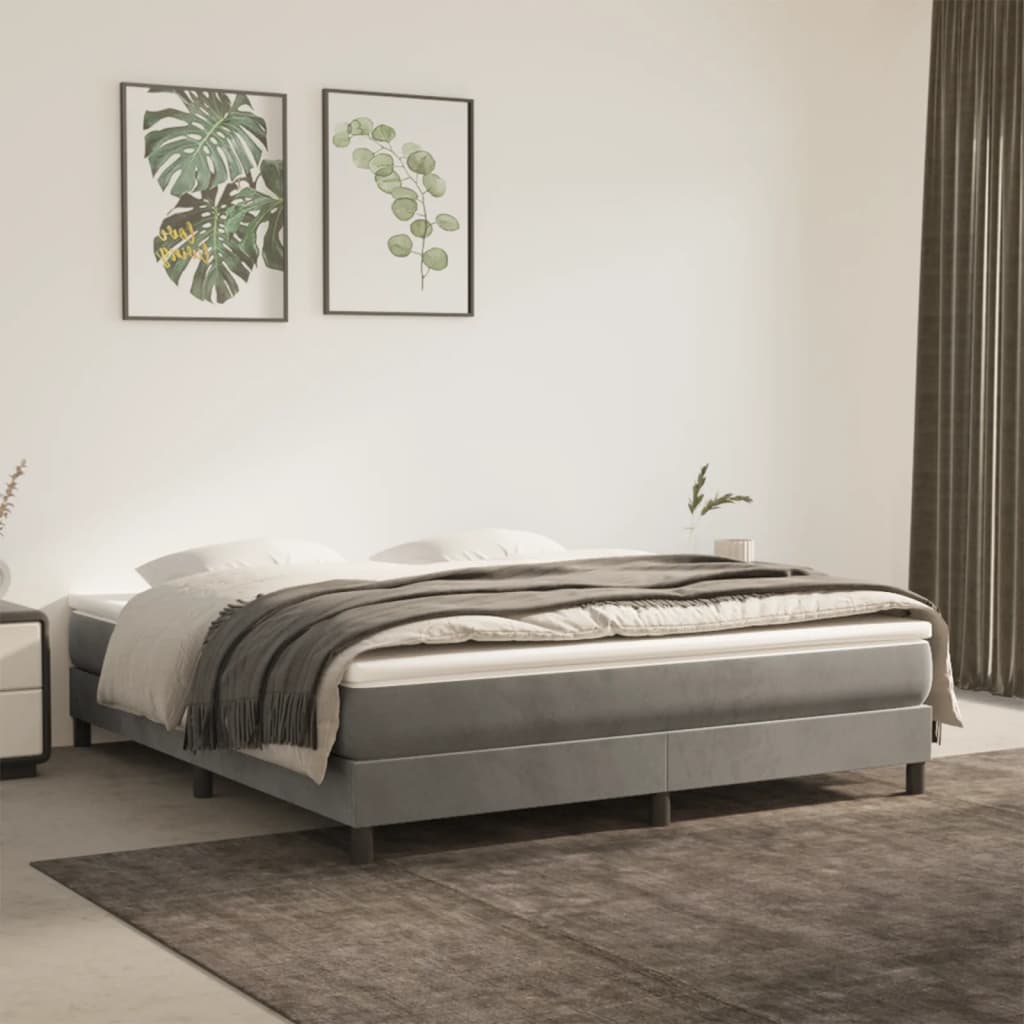 Struttura Letto a Rete a Molle Grigio Chiaro 180x200 cm Velluto | homemem39