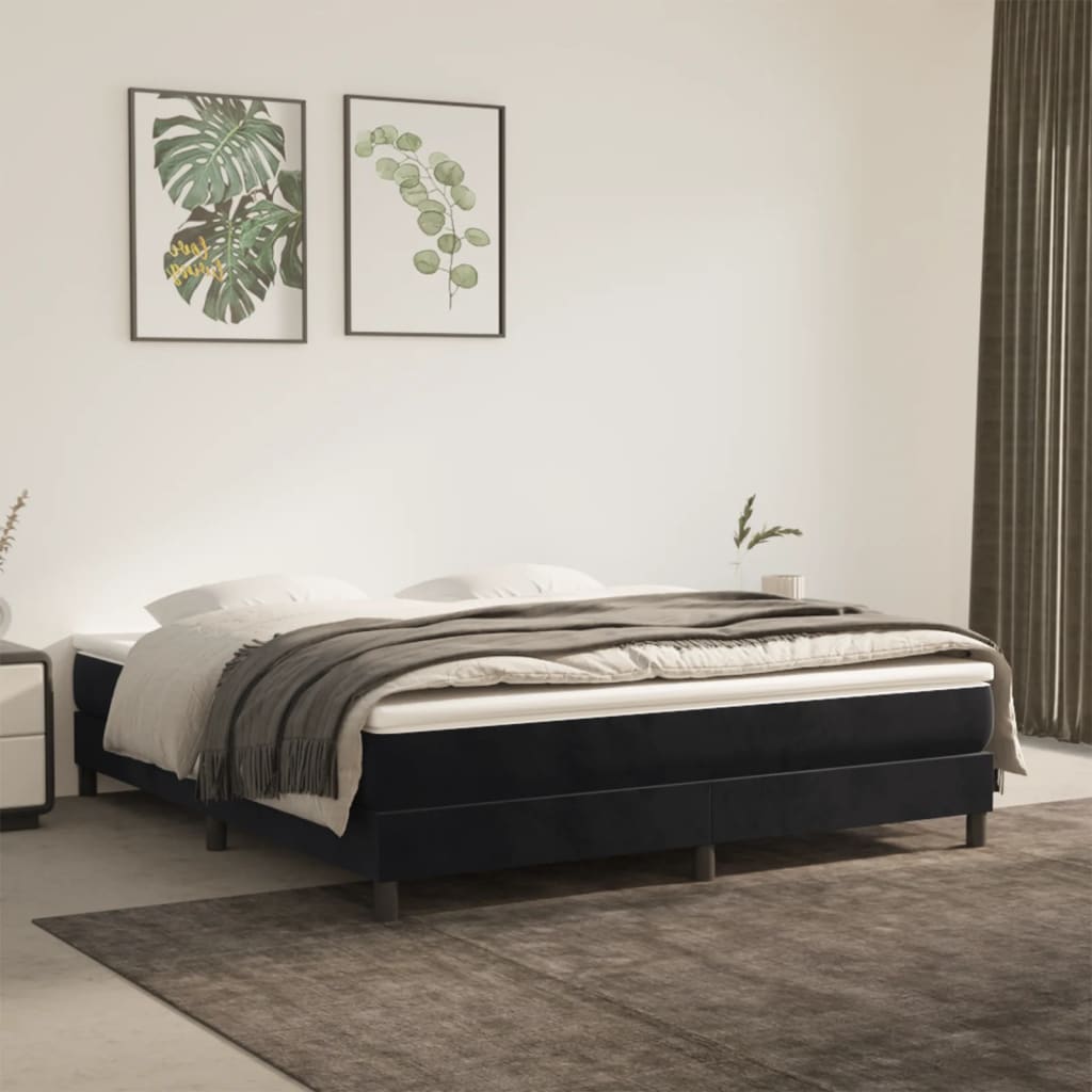 Struttura Letto a Rete a Molle Nero 180x200 cm in Velluto | homemem39