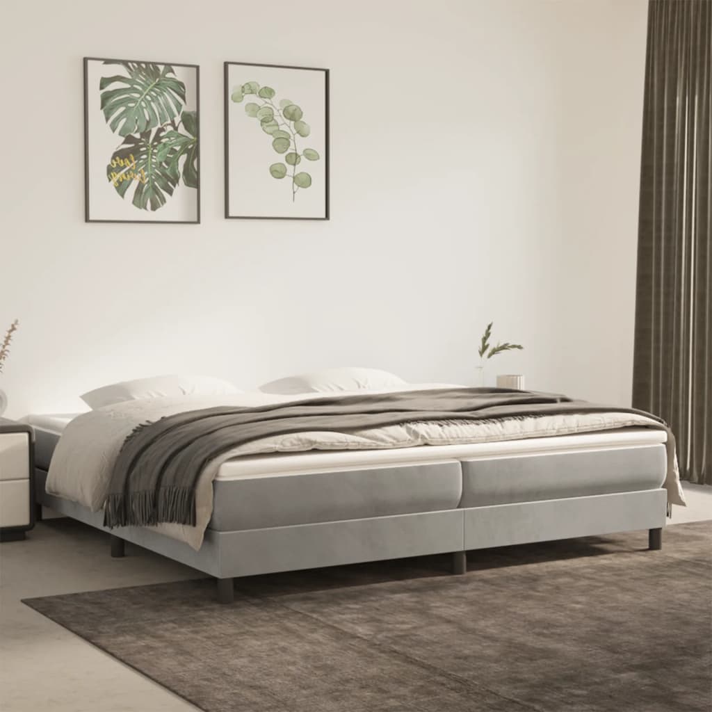 Struttura Letto a Rete a Molle Grigio Chiaro 200x200 cm Velluto | homemem39