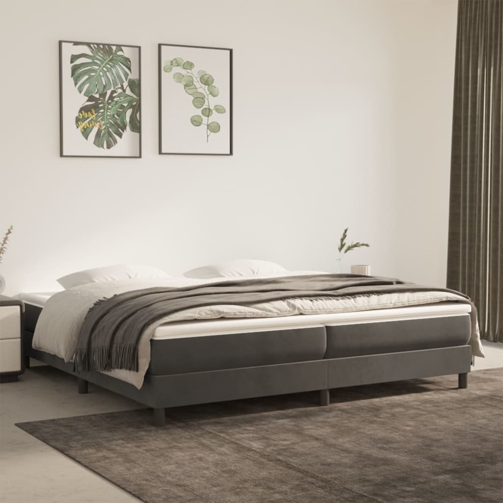 Struttura Letto a Rete a Molle Grigio Scuro 200x200 cm Velluto